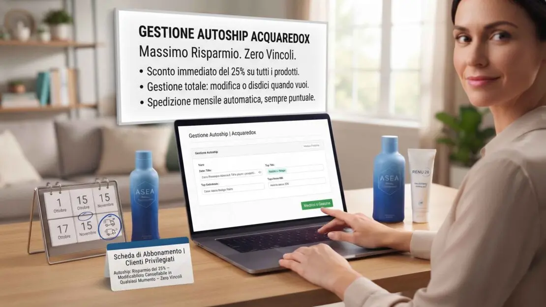 Gestione della spedizione mensile automatica autoship e programma clienti privilegiati ASEA